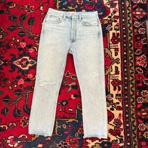Agolde Riley High Rise Straight Crop Blue Jeans Size 28